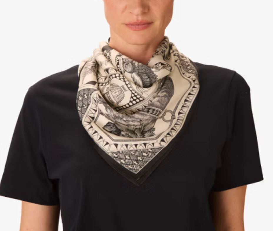 Barocco Square Silk Scarf-Scarves and Wraps-Inoui Editions-Black-OS-Mercantile Portland