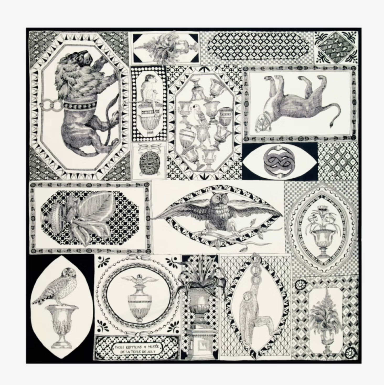 Barocco Square Silk Scarf-Scarves and Wraps-Inoui Editions-Black-OS-Mercantile Portland