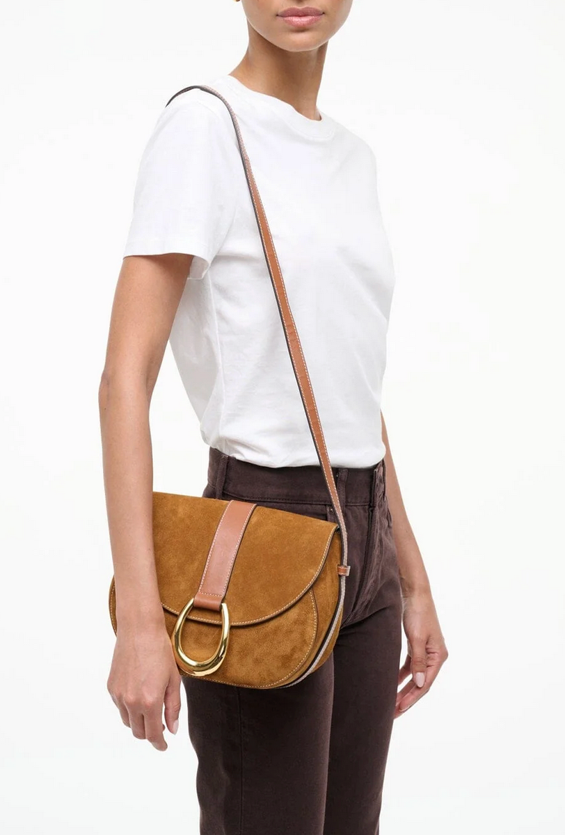 Bella Saddle Bag in Tan Suede-Accessories-Staud-Tan Suede-OS-Mercantile Portland
