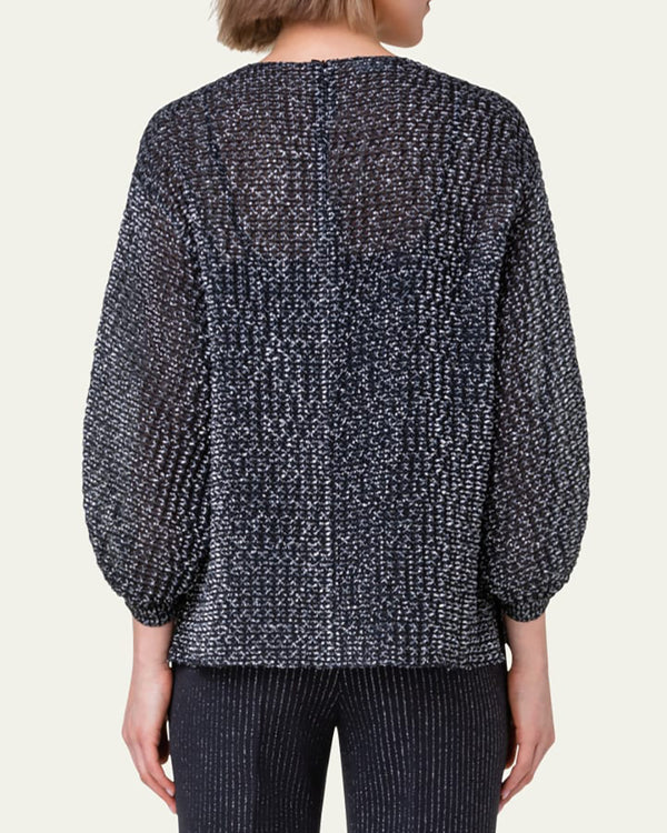 Metallic Organza Balloon Sleeve Top-Akris Punto-Mercantile Portland