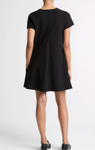 Bias Short-Sleeve Dress in Black-Dresses-Vince-Black-S-Mercantile Portland