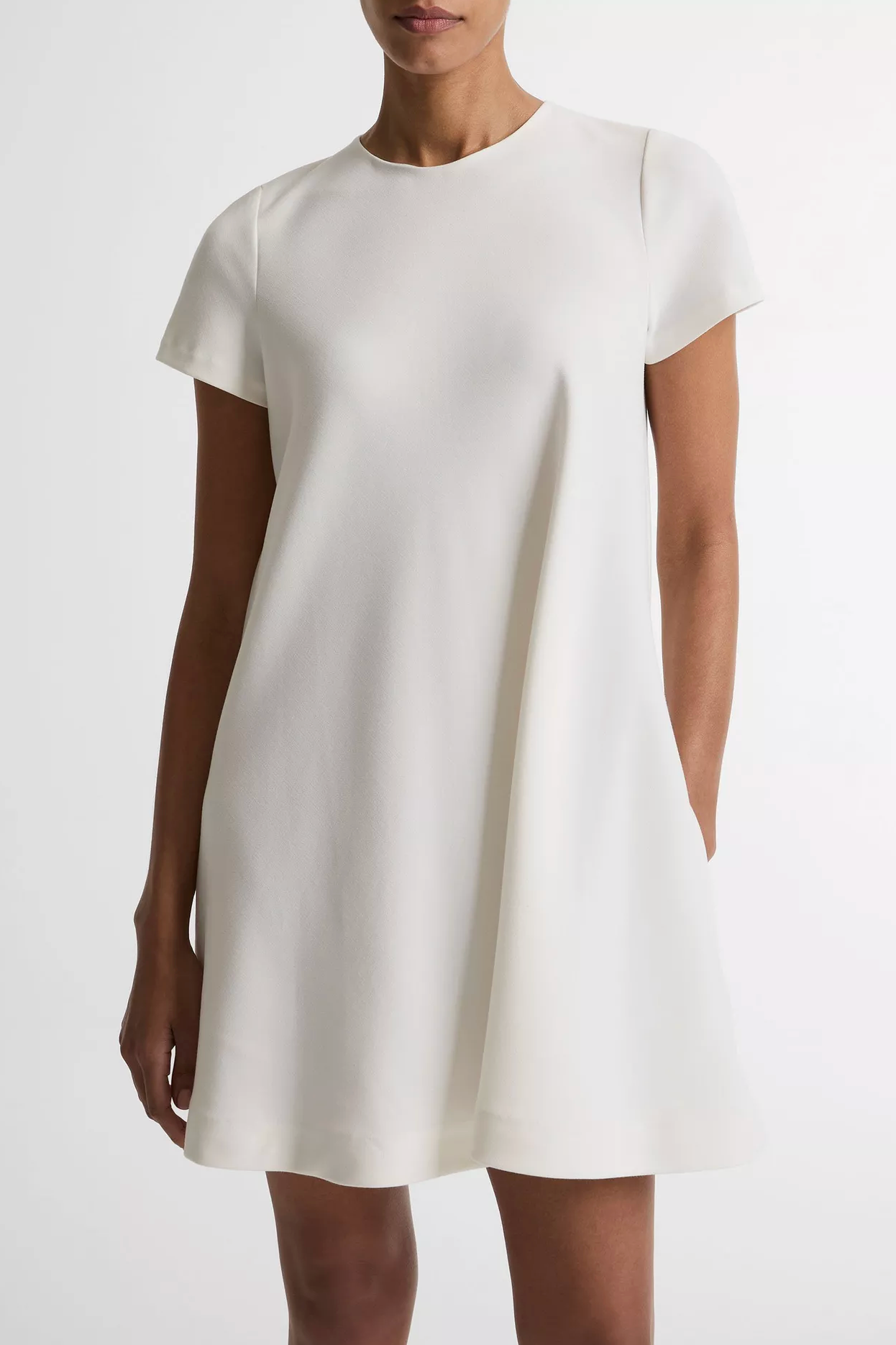 Bias Short-Sleeve Dress in Bone-Dresses-Vince-Bone-XS-Mercantile Portland