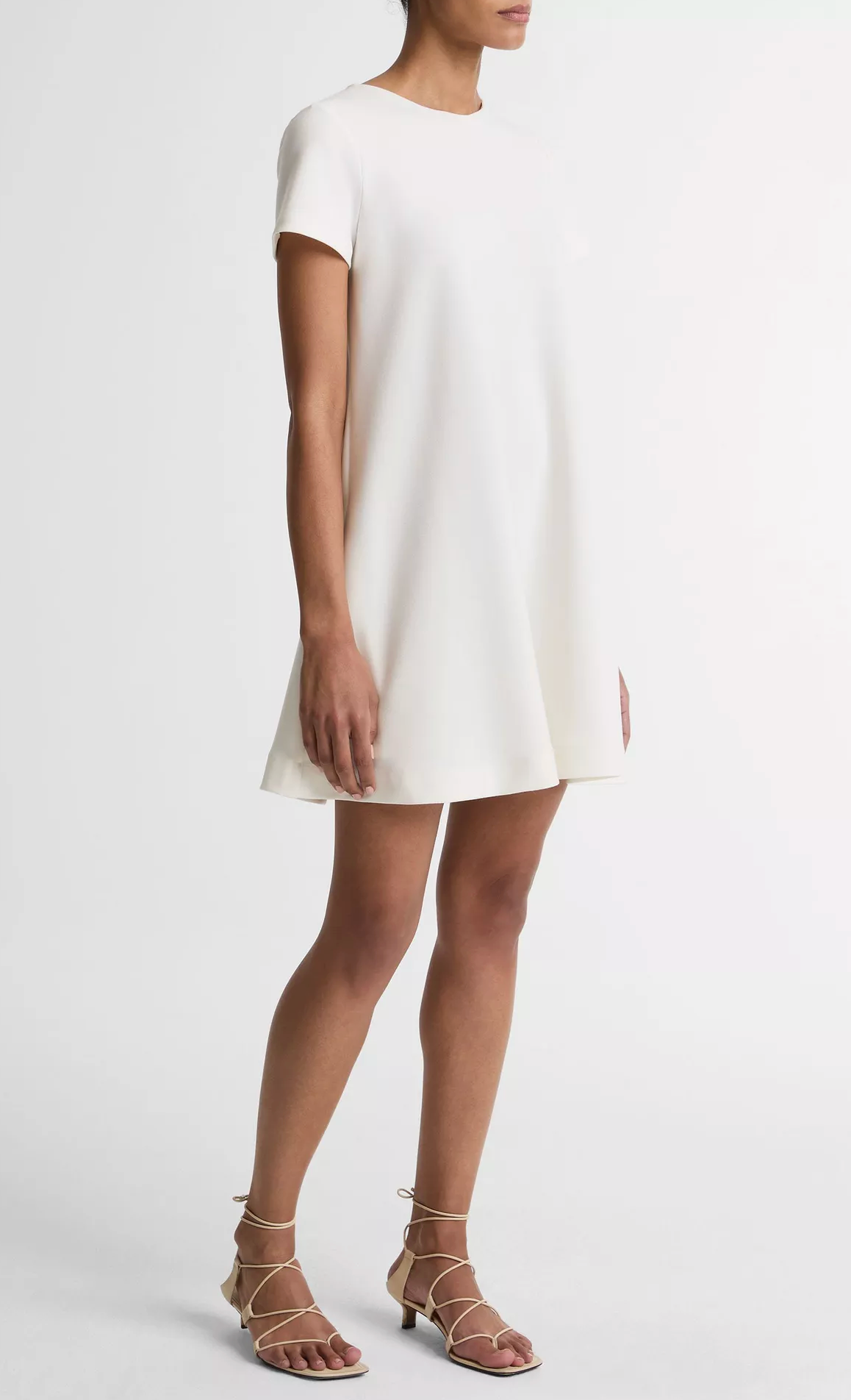 Bias Short-Sleeve Dress in Bone-Dresses-Vince-Bone-XS-Mercantile Portland