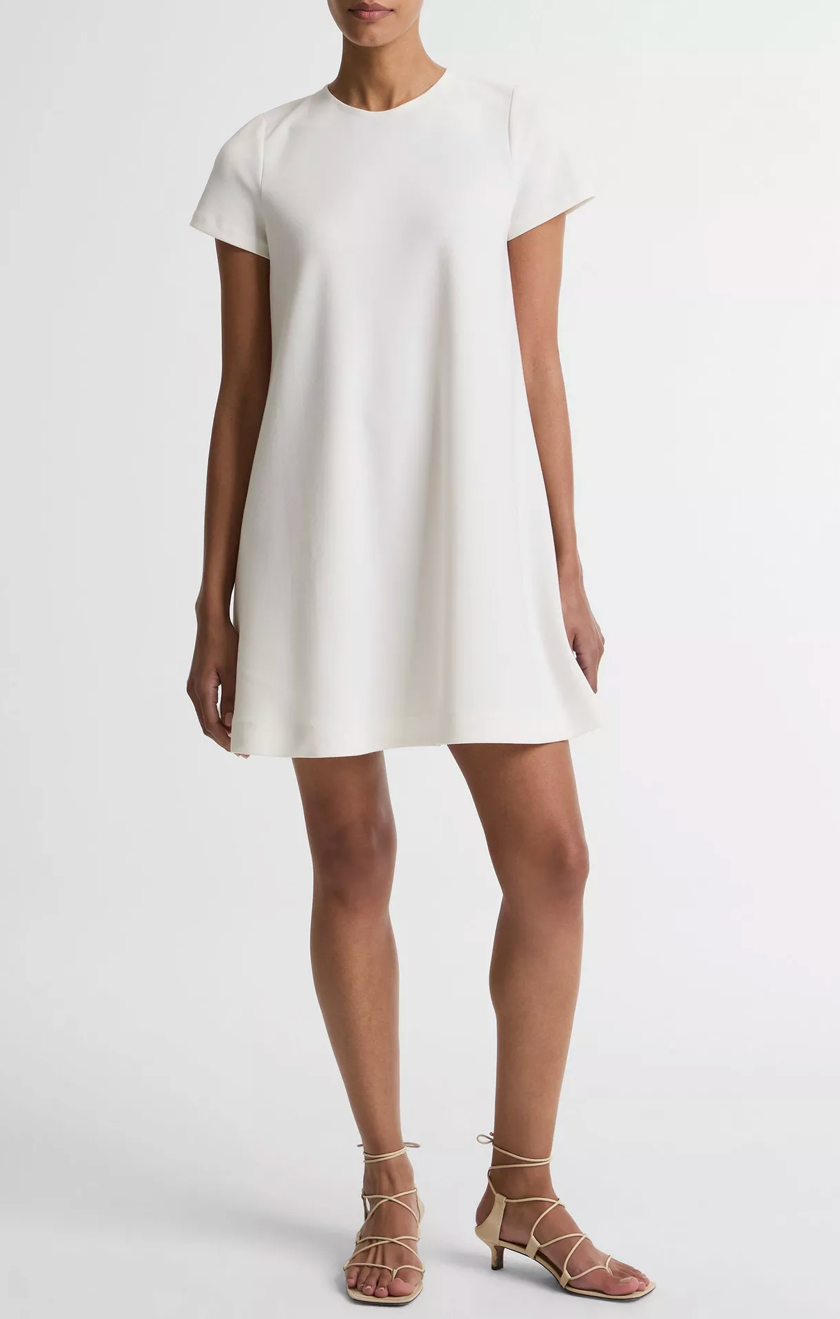 Bias Short-Sleeve Dress in Bone-Dresses-Vince-Bone-XS-Mercantile Portland