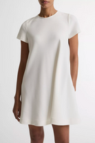 Bias Short-Sleeve Dress in Bone-Dresses-Vince-Bone-XS-Mercantile Portland