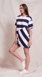 Bias Stripe Mix T-Shirt Dress-Clothing-Sundry-Optic White-XS-Mercantile Portland