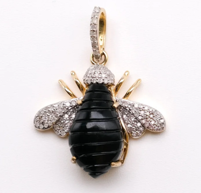 Black Onyx Diamond Bee Charm-staging-Paula Rosen-OS-YG-Mercantile Portland
