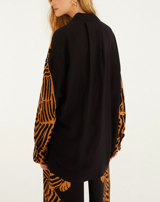 Black Tiger Long Sleeve Shirt-Shirts-Farm Rio-Black-XS-Mercantile Portland