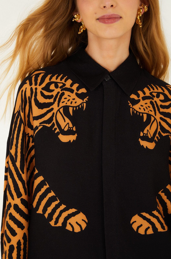 Black Tiger Long Sleeve Shirt-Shirts-Farm Rio-Black-XS-Mercantile Portland