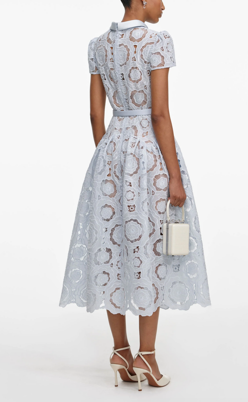 Blue Fine Lace Midi Dress - Blue Lace / 0 Blue Fine Lace Midi Dress - Blue Lace / 0