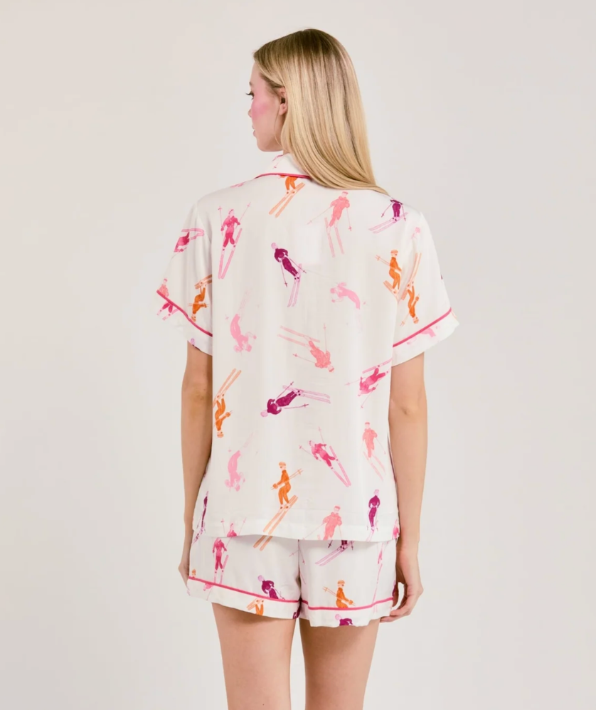 Bluebird Day Pj Shorts Set-Sleepwear-Katie Kime-Pink-XS-Mercantile Portland