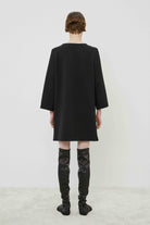 Boatneck Shirt Dress-Dresses-Meimeij-Black-36-Mercantile Portland