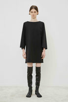 Boatneck Shirt Dress-Dresses-Meimeij-Black-38-Mercantile Portland