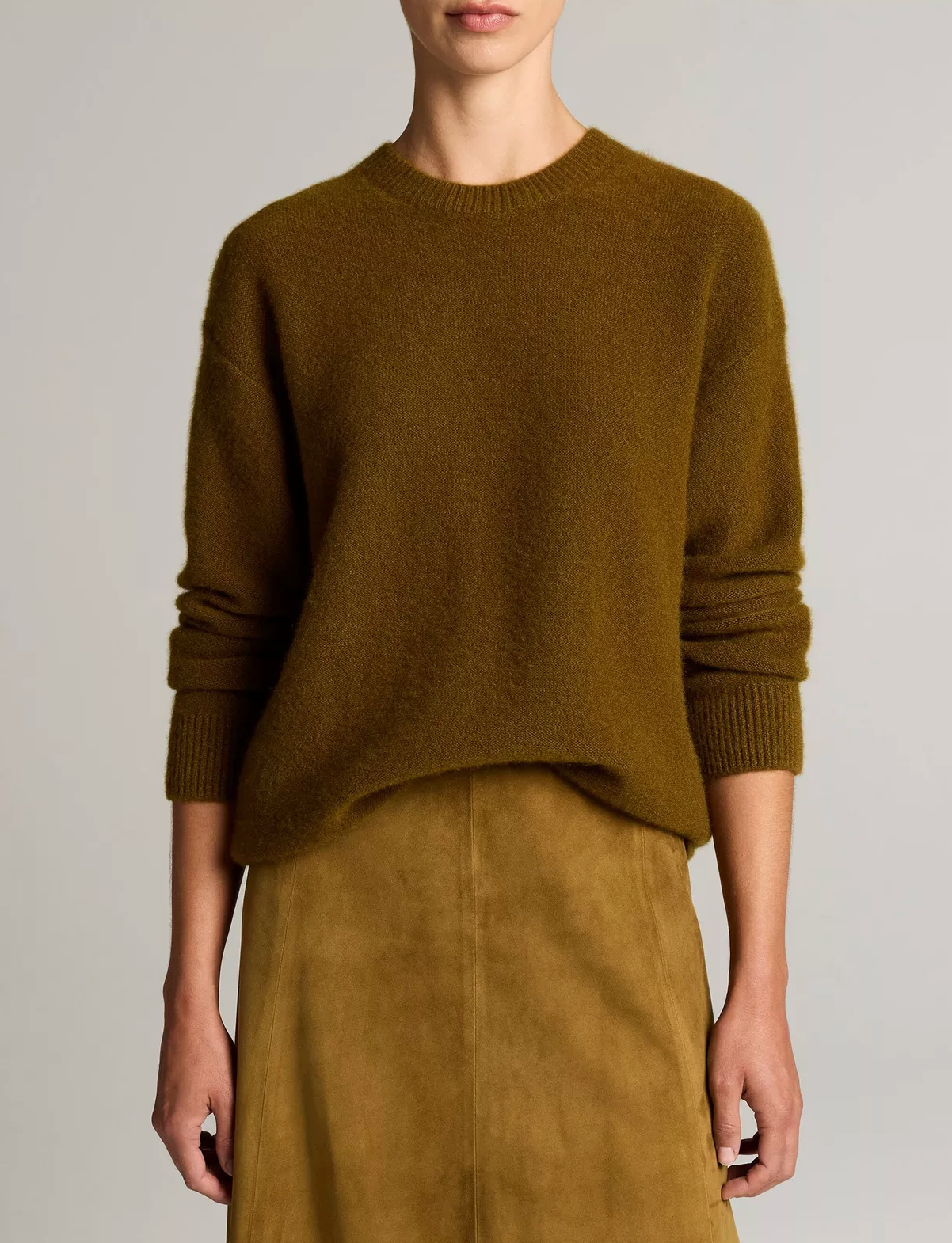 Boiled Cashmere Crew Sweater-Sweaters-Vince-MOss Ochre-XS-Mercantile Portland