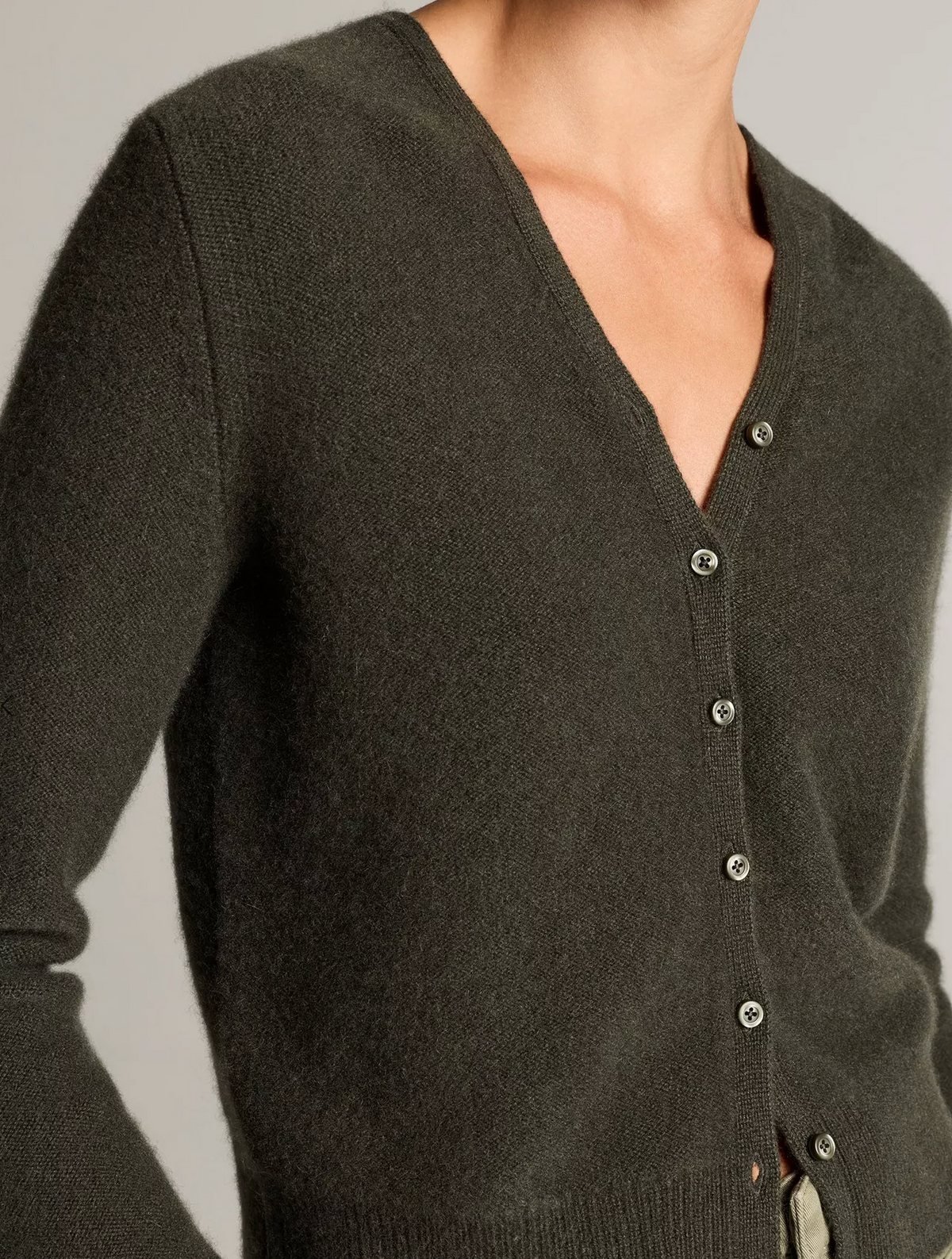 Boiled Cashmere V-Neck Cardigan-Sweaters-Vince-Dark Moss-XS-Mercantile Portland