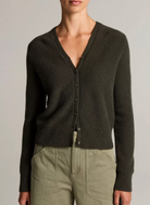 Boiled Cashmere V-Neck Cardigan-Sweaters-Vince-Dark Moss-XS-Mercantile Portland