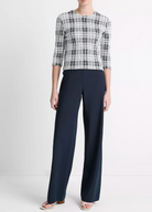 Bouclé Plaid Elbow-Sleeve Sweater-Clothing-Vince-Coastal Blue/ Off White-XXS-Mercantile Portland