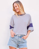Boxy Blocked Tee-Clothing-Sundry-Optic White/Navy Stripe-XS-Mercantile Portland