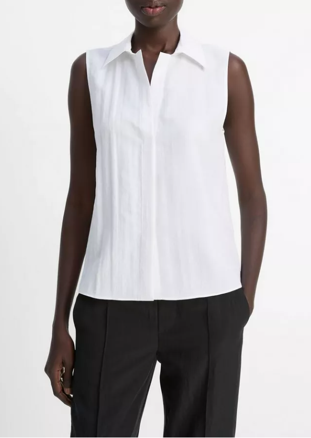 Boxy Sleevless Buttondown-Clothing-Vince-Optic White-XXS-Mercantile Portland