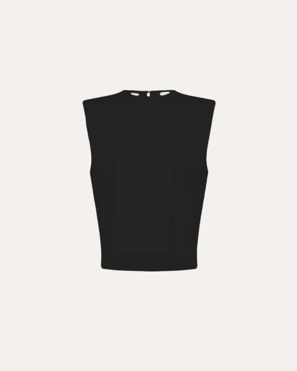 Boxy Top in Stretch Crêpe Cady-Tops-Forte Forte-Black-0-Mercantile Portland