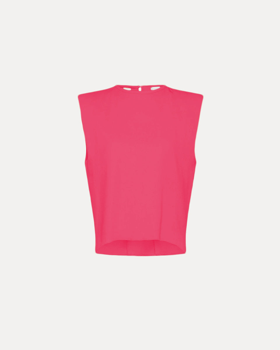 Boxy Top in Stretch Crêpe Cady-Tops-Forte Forte-Watermelon • forte forte-0-Mercantile Portland