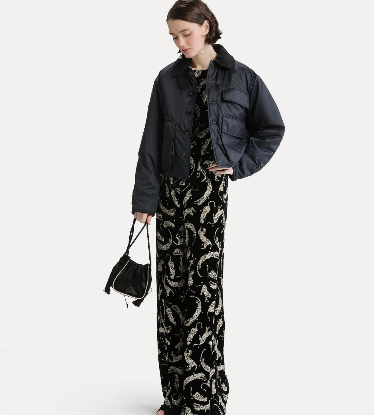 British Cropped Jacket in Night-Jackets-Forte Forte-Night-0-Mercantile Portland