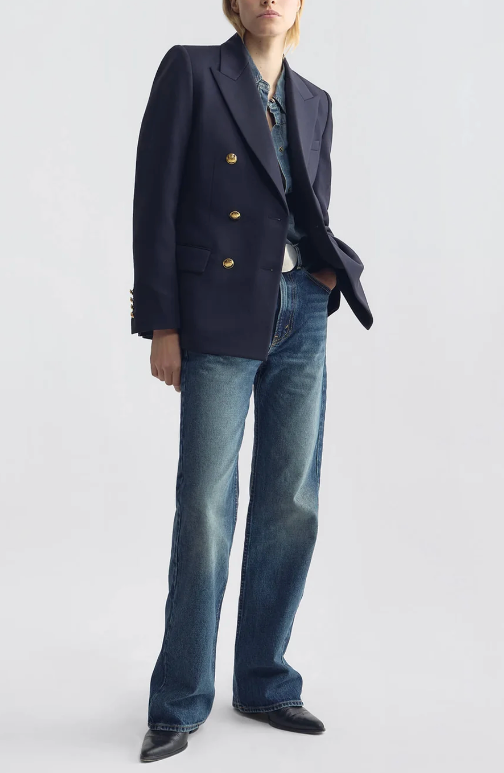 Bruni Double Breasted Wool Blazer-Jackets-Nili Lotan-Midnight-00-Mercantile Portland