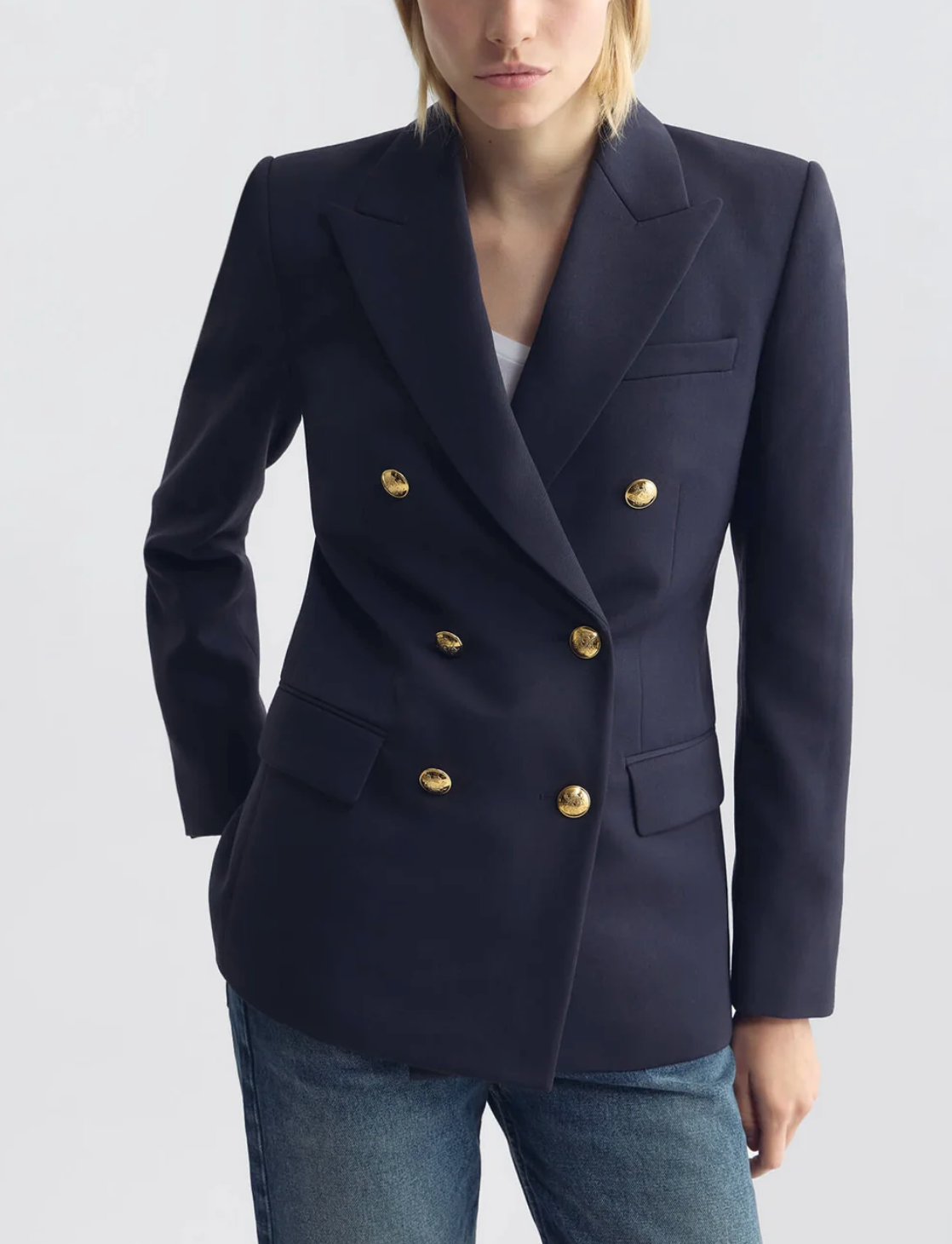 Bruni Double Breasted Wool Blazer-Jackets-Nili Lotan-Midnight-00-Mercantile Portland