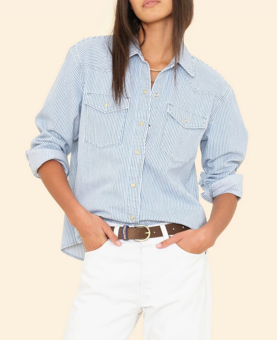 Byron Shirt in Blue Railroad-Shirts-Xirena-Blue Railroad-XS-Mercantile Portland