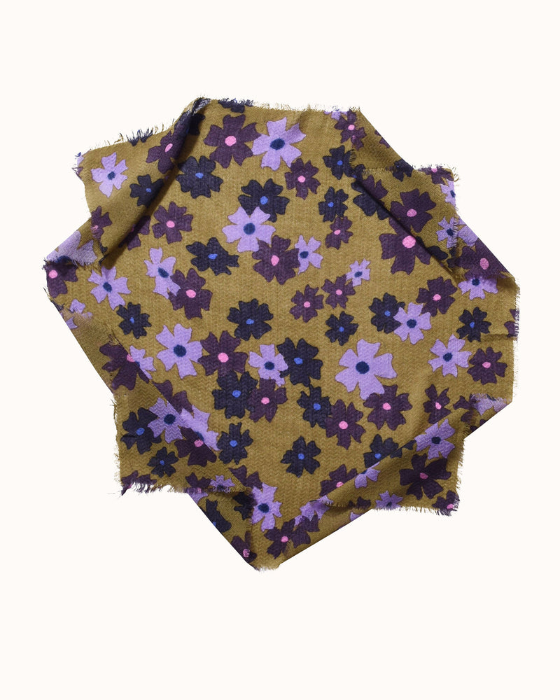 Wool Flower Scarf in Coffee-Épice-Mercantile Portland