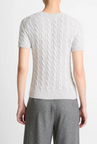 Cable-Knit Short Sleeve Sweater-Sweaters-Vince-Heather Pale Grey-XS-Mercantile Portland