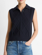 Cable-Knit Sweater Vest-Sweaters-Vince-Coastal Blue-XXS-Mercantile Portland