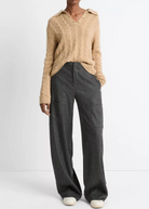 Cable-Knit Wool-Blend Polo Sweater-Clothing-VINCE-Cashew-XXS-Mercantile Portland