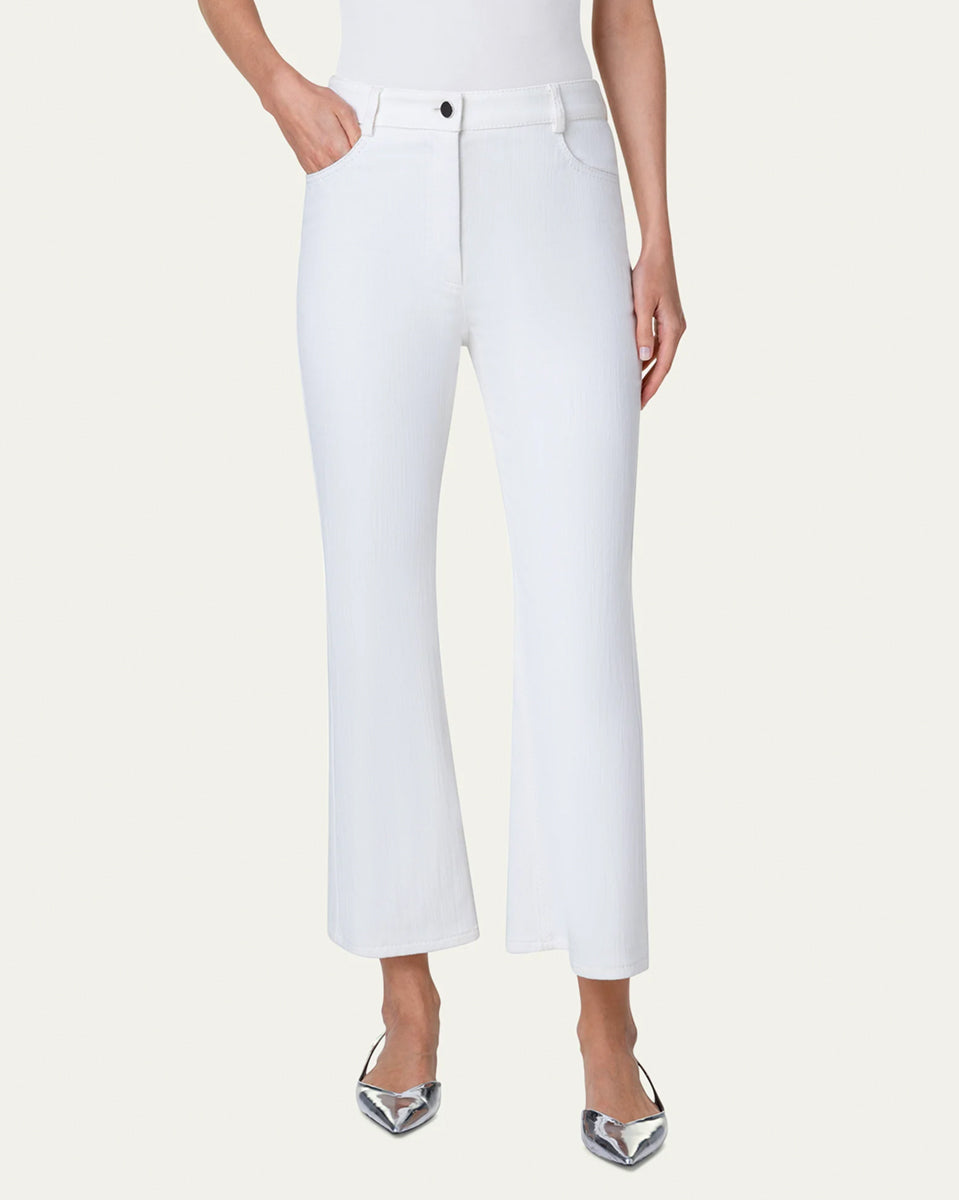 Cali Bootcut Cropped Denim Pants-Clothing-Akris Punto-Cream-2-Mercantile Portland