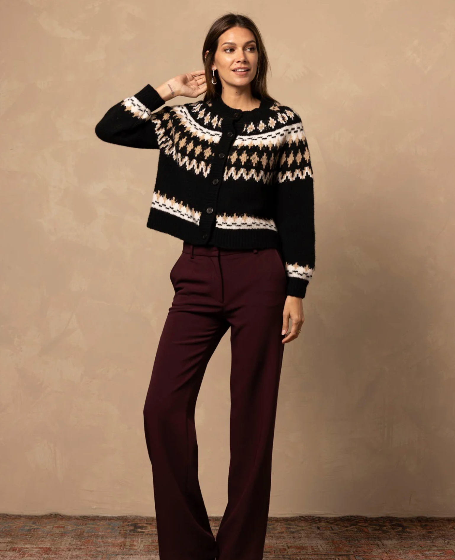 Calista Fair Isle Cardigan-Clothing-27 Miles-Black-XS-Mercantile Portland