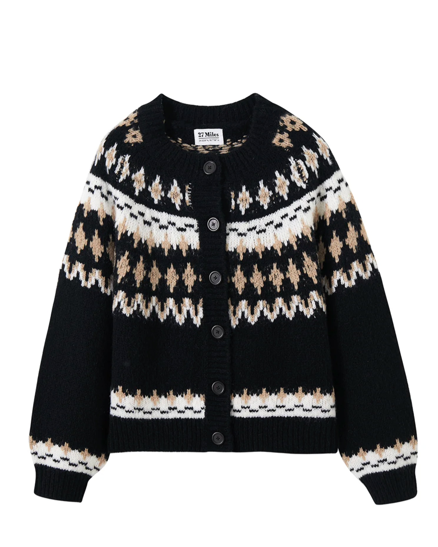 Calista Fair Isle Cardigan-Clothing-27 Miles-Black-XS-Mercantile Portland