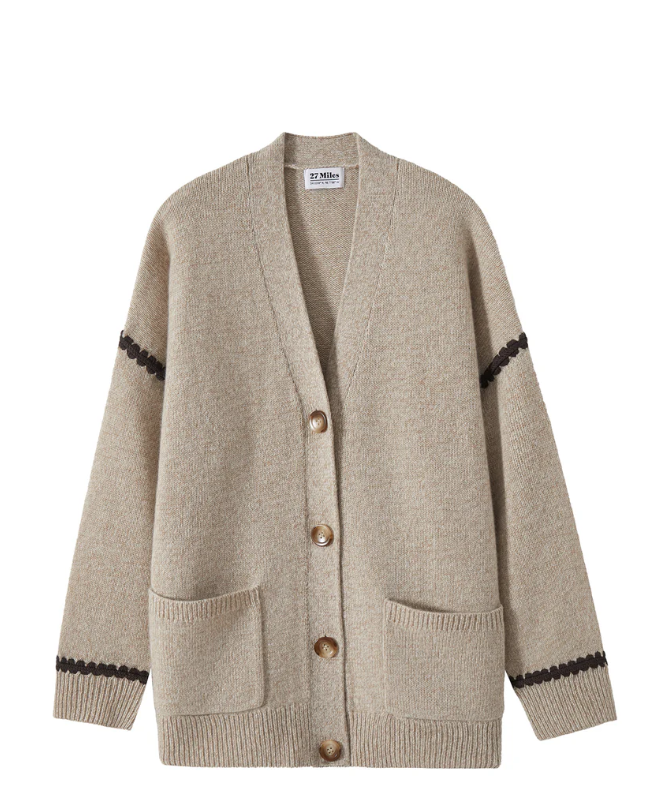 Cara Cashmere Cardigan-Sweaters-27 Miles-Oatmeal-XS-Mercantile Portland