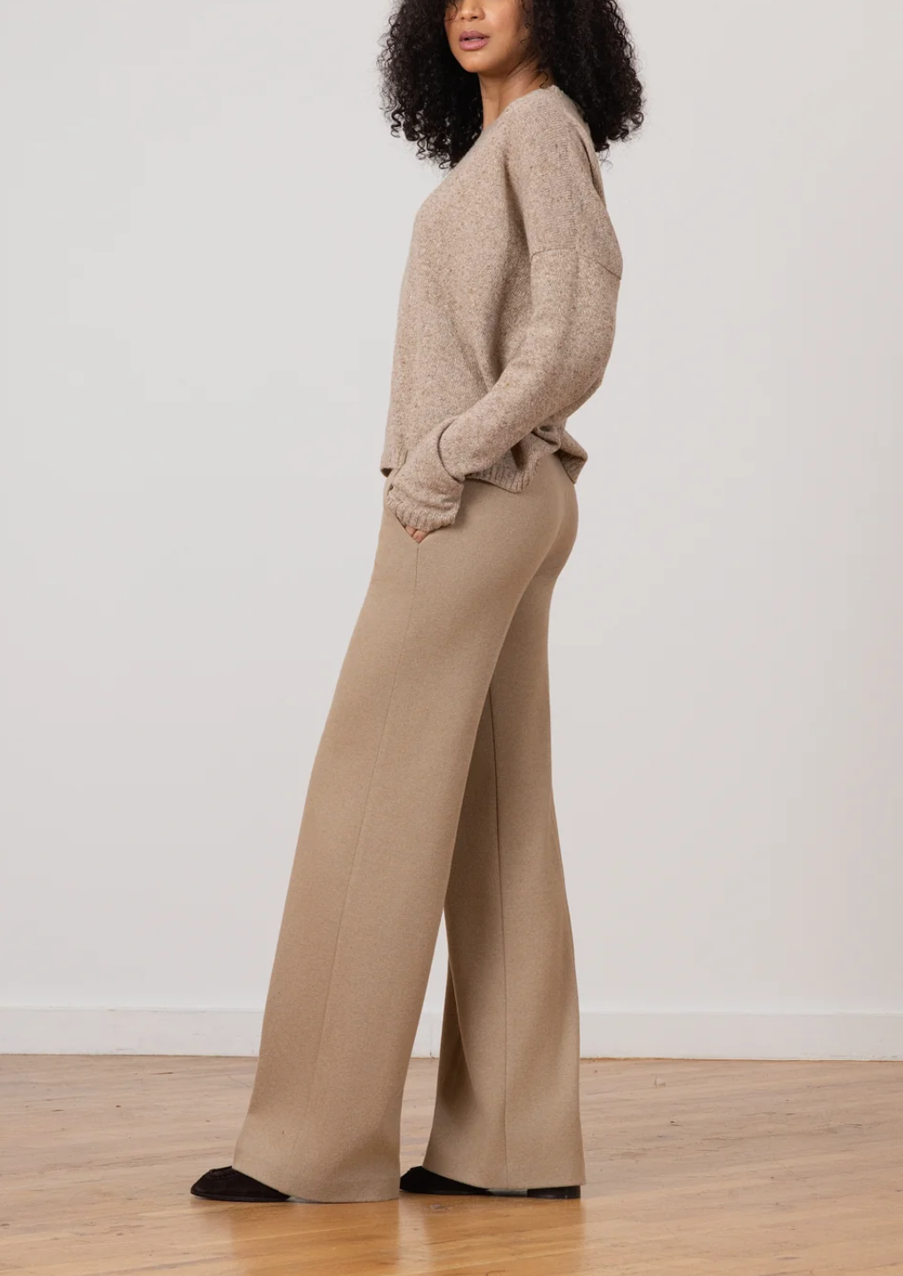 Carla Pant in Chamois-Pants-AVENUE MONTAIGN-Chamois-4-Mercantile Portland