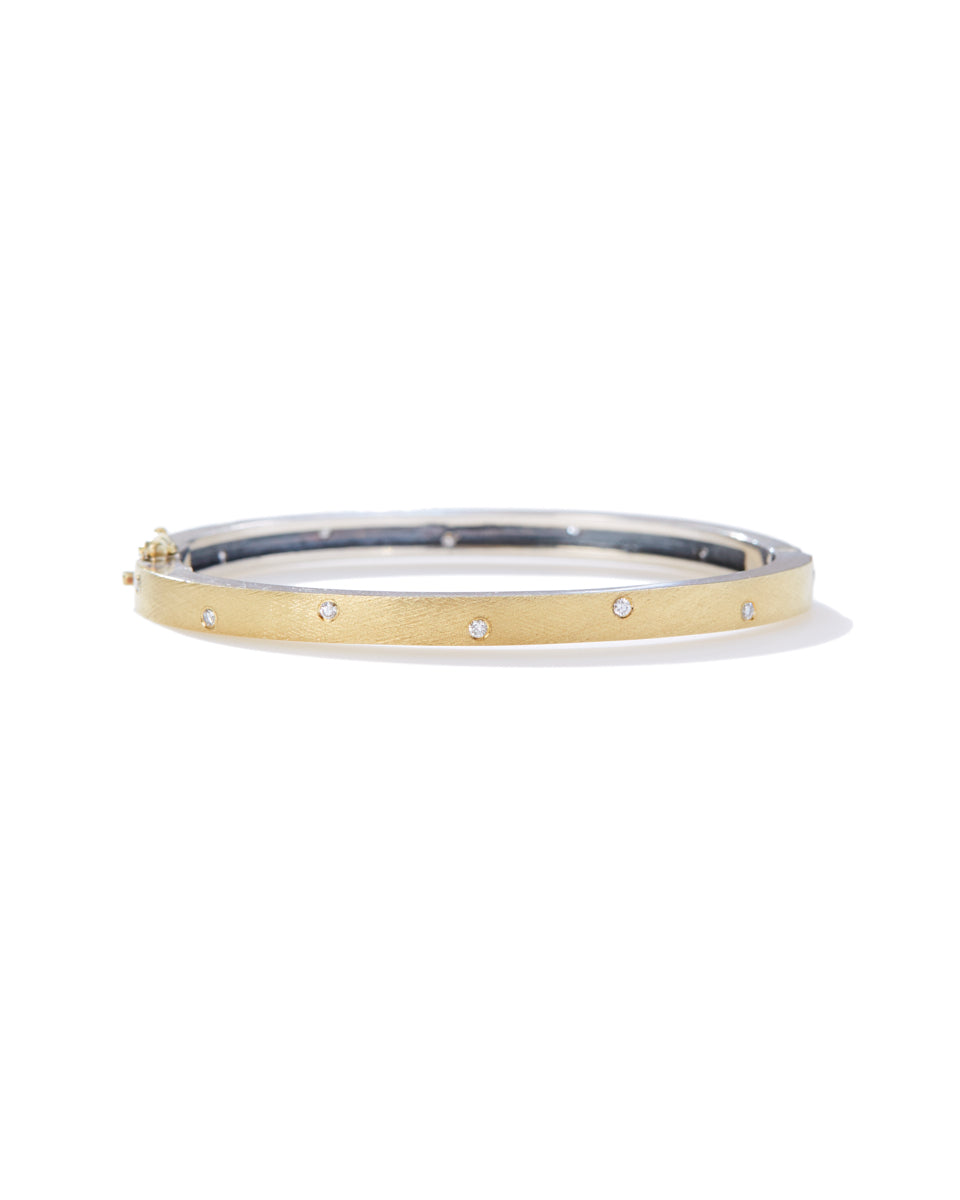 Carol Yellow Gold Diamond Bangle Bracelet-Accessories-Rene Escobar-S-Mercantile Portland