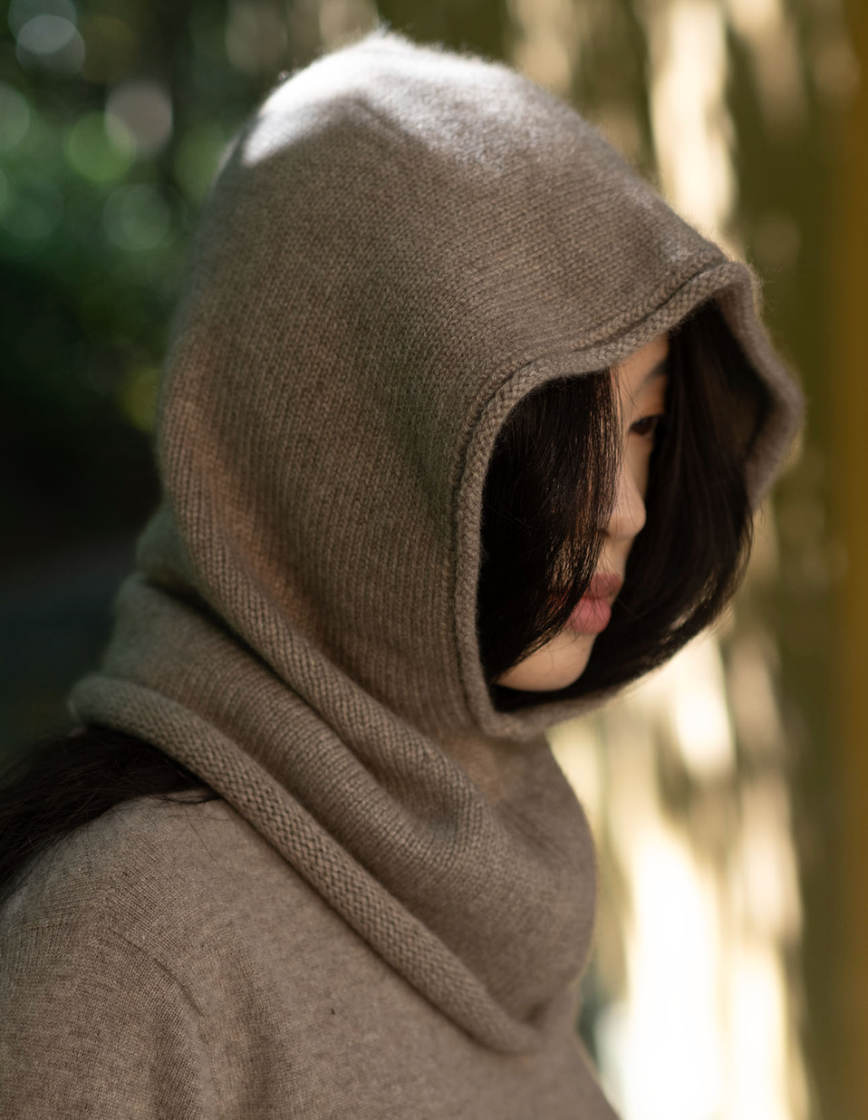 Cashmere Balaclava with Rolled Edge in Brown-Scarves and Wraps-OATS & RICE-Brown-OS-Mercantile Portland