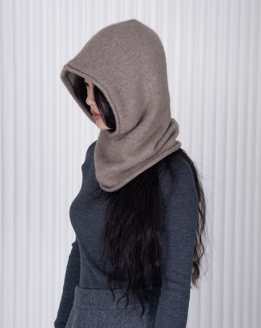 Cashmere Balaclava with Rolled Edge in Brown-Scarves and Wraps-OATS & RICE-Brown-OS-Mercantile Portland
