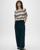 Cashmere Blanket Stripe Sweatshirt-Sweaters-White + Warren-Blue Black Combo-XS-Mercantile Portland