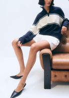 Cashmere Blend Quarter Zip-Sweaters-White & Warren-Navy-XS-Mercantile Portland