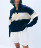 Cashmere Blend Quarter Zip-Sweaters-White & Warren-Navy-XS-Mercantile Portland