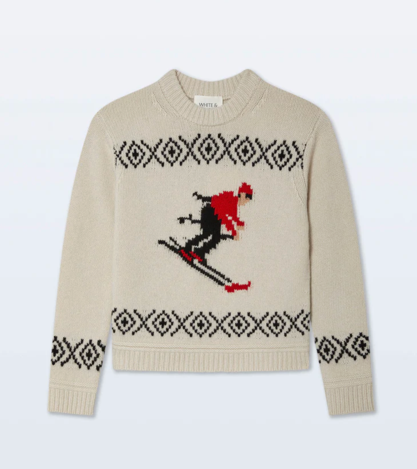 Cashmere Blend Ski Sweater-Sweaters-White & Warren-Ivory / Black-XS-Mercantile Portland