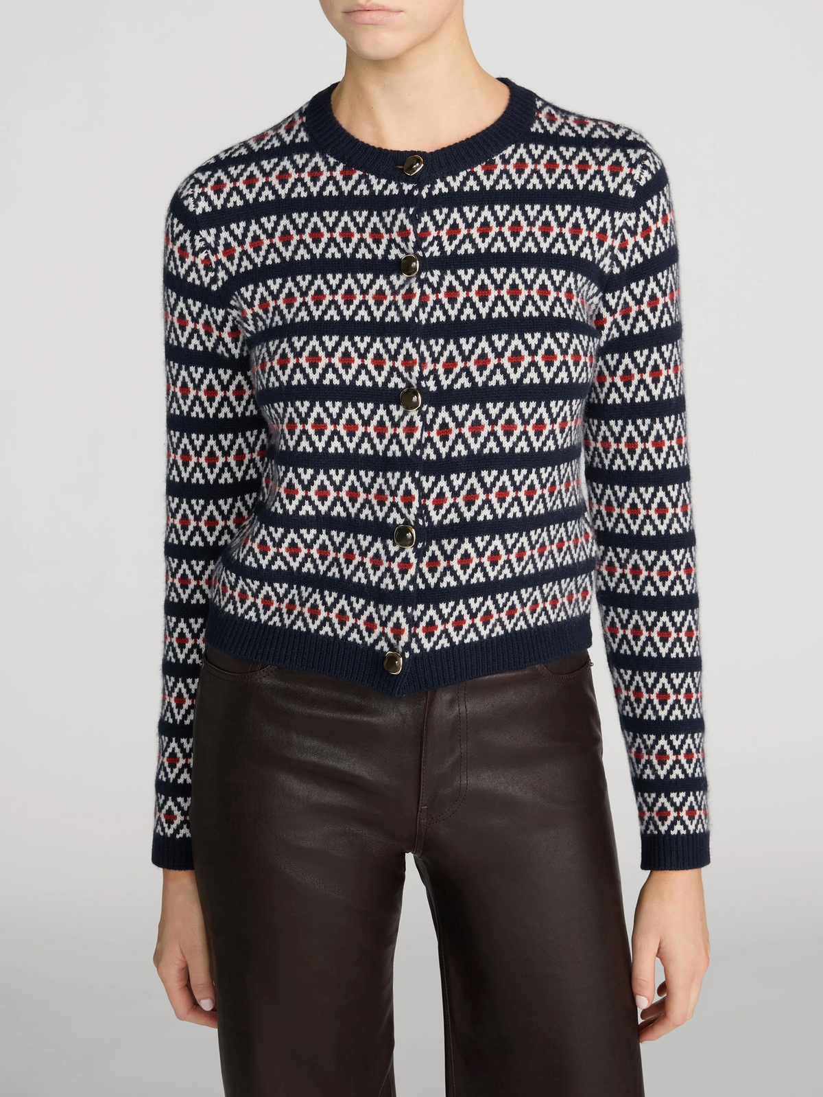 Cashmere Cardigan in Navy Fair Isle-Sweaters-Frame-Navy Fair Isle-XS-Mercantile Portland