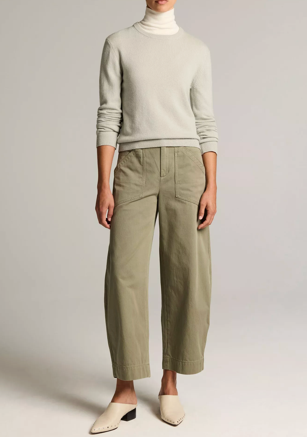 Cashmere Classic Crew Neck Sweater in Sage Stone-Sweaters-Vince-Sage Stone-XS-Mercantile Portland