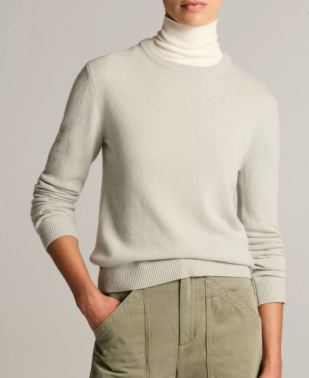 Cashmere Classic Crew Neck Sweater in Sage Stone-Sweaters-Vince-Sage Stone-XS-Mercantile Portland