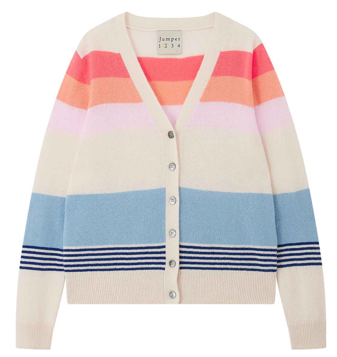 Cashmere Deckchair Stripe Cardigan-Sweaters-Jumper 1234-Jasmine-1-Mercantile Portland