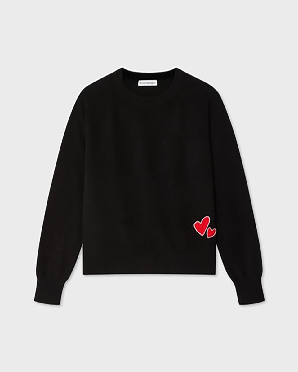 Cashmere Embroidered Heart Sweatshirt-Clothing-White + Warren-Black-XS-Mercantile Portland